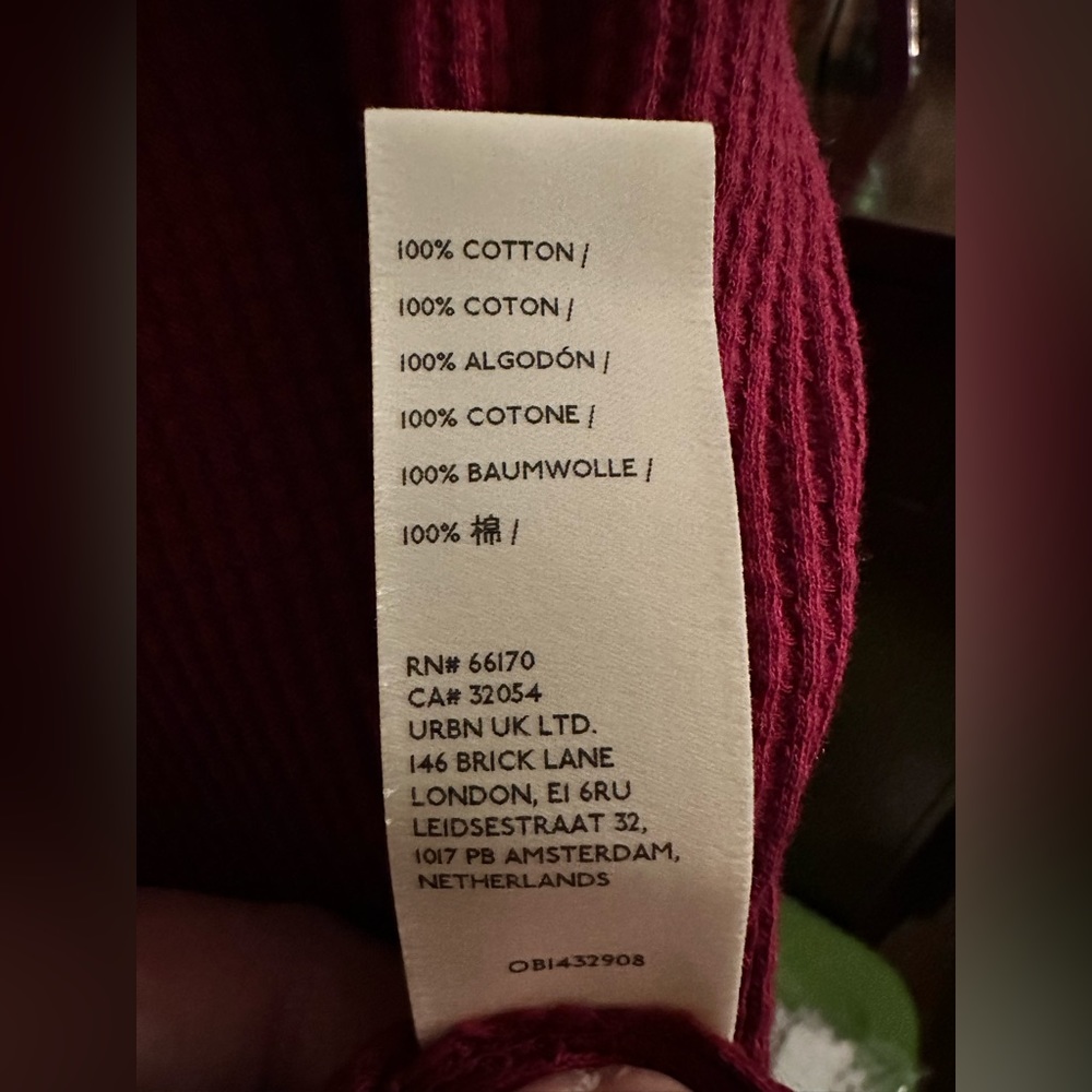 NWT Free People Just For You Cutout Shoulder Mock Neck Thermal Top, Wine, L - Picture 7 of 7